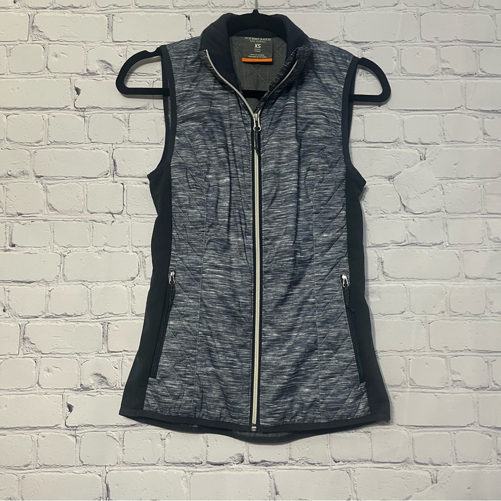 Icebreaker Women's XS MerinoLoft Helix Fraser Peaks Vest Space Dye Wool Outdoor